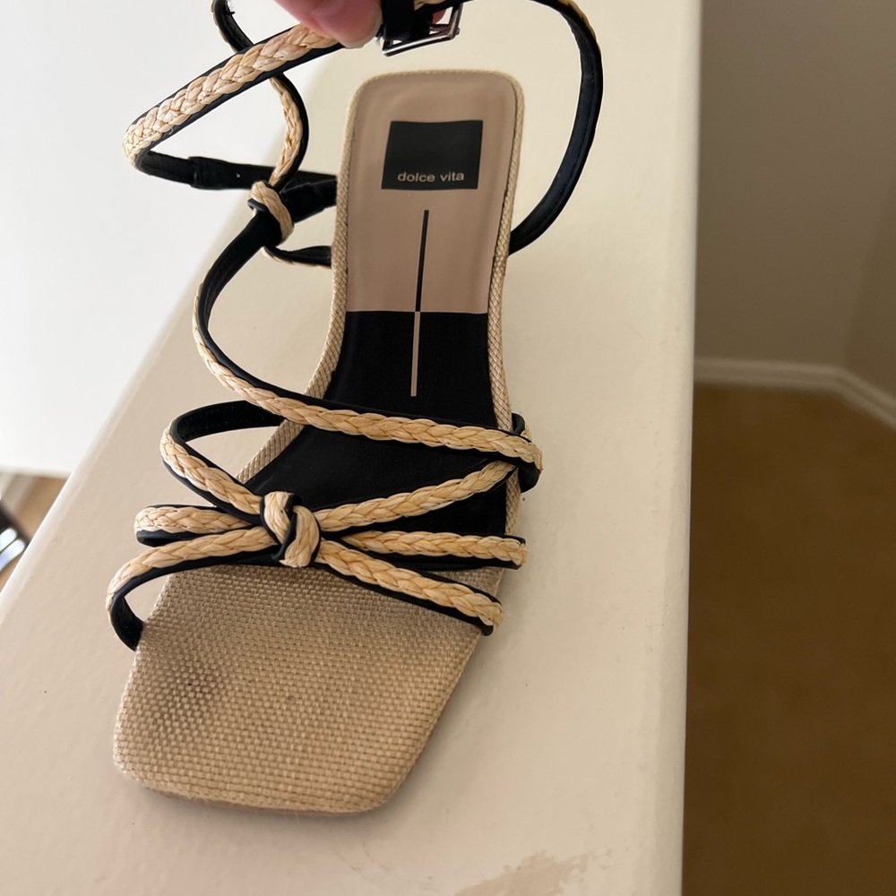 Dolce Vita Black and Tan Braided Sandals
